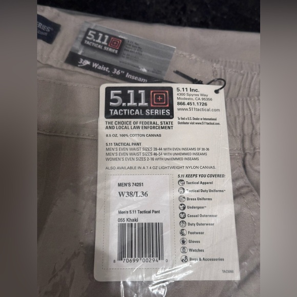 Men’s 5.11 tactical kaki cotton canvas pant - Picture 7 of 11